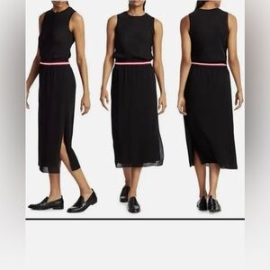 Theory Silk Dropwaist Midi Dress With Sporty Elastic Details Lined Size Large